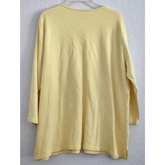 Top/Blouse-Quacker Factory-Yellow-V-Neck-Rhinestones-Sequins-3/4 Sleeves-XL - Picture 2 of 12